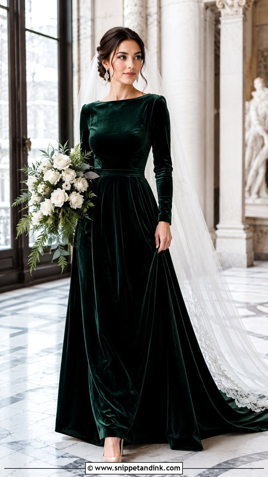 Forest Green Velvet Wedding Dress Outfit - Snippet and Ink - 20 Green Wedding Dress Outfit Ideas