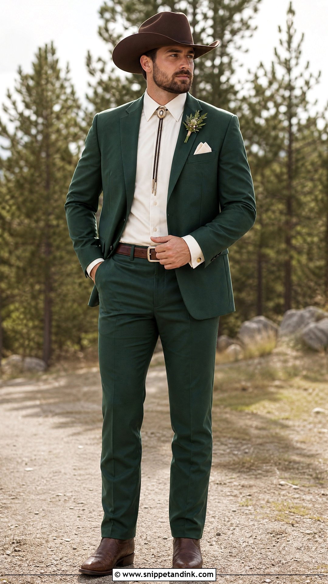 Forest Green Western Wedding Suit - Snippet and Ink - 20 Western Wedding Suit Ideas