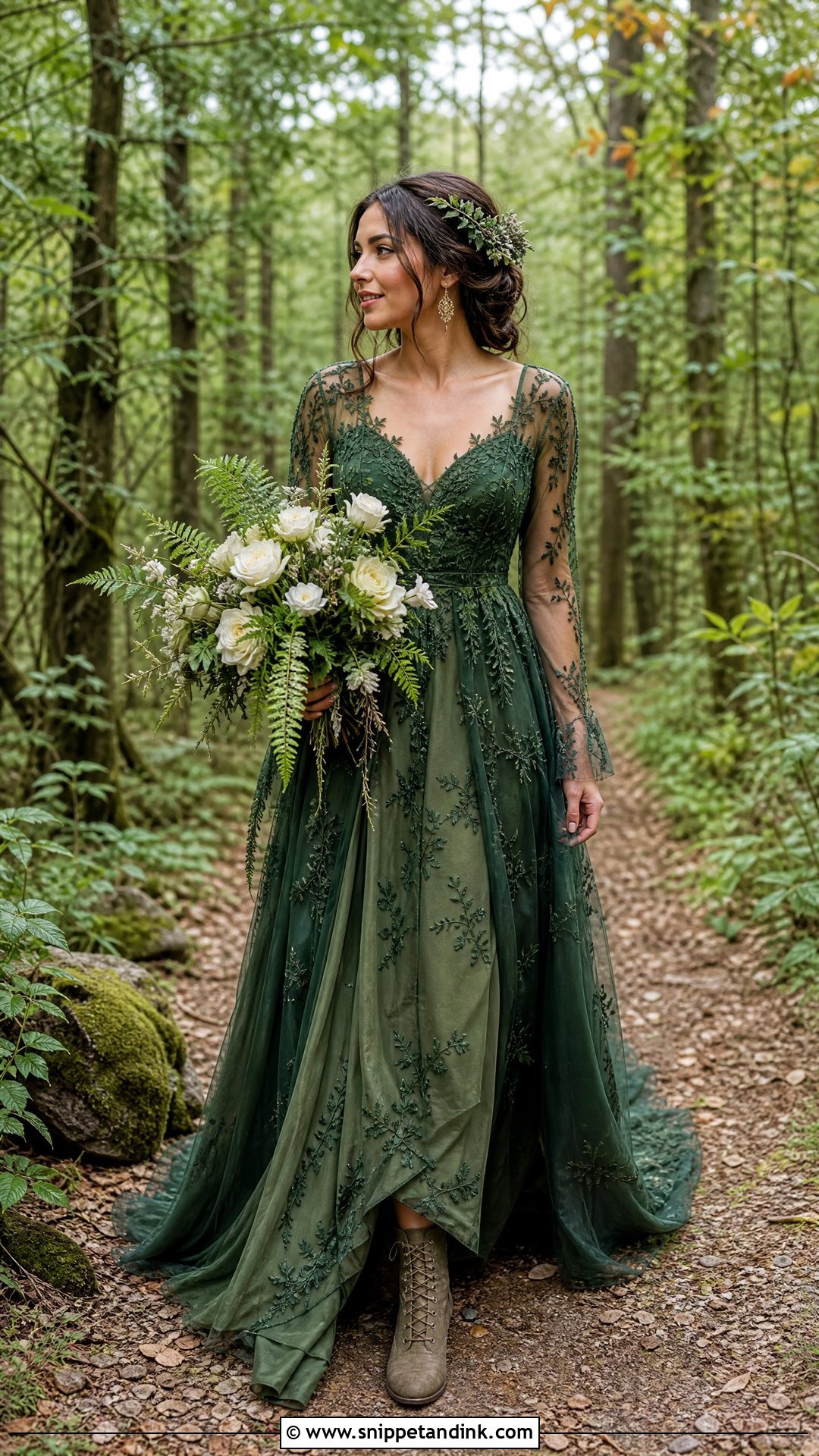 Forest Green Woodland Wedding Dress - Snippet and Ink - 25 Forest Green Wedding Dress Ideas