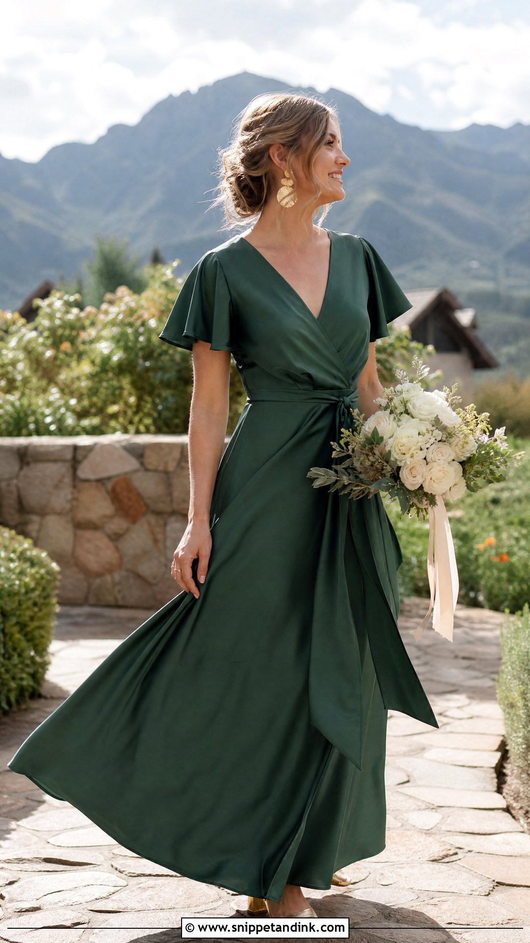 Forest Green Wrap Wedding Dress - Snippet and Ink - 25 Forest Green Wedding Dress Ideas
