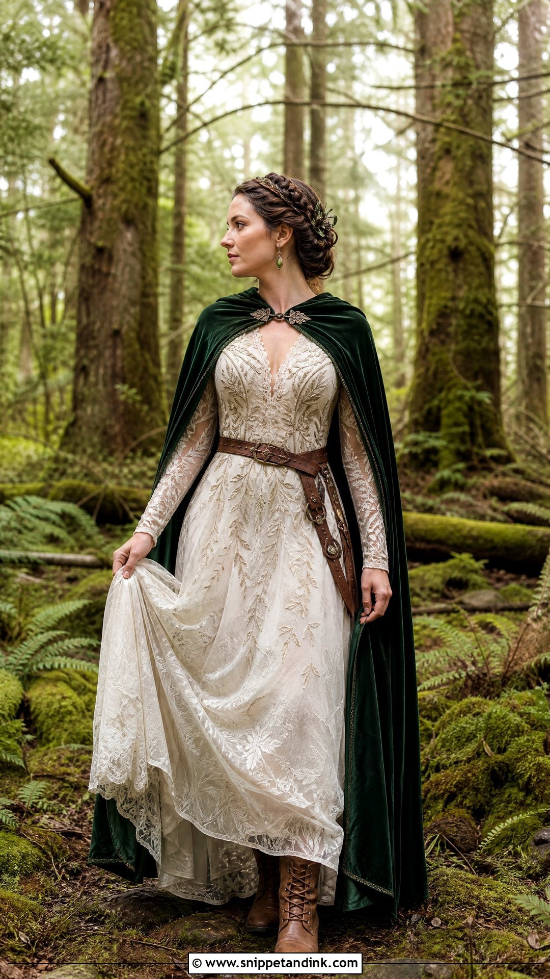 Forest Warrior Wedding Dress With Green Cape - Snippet and Ink - 20 Warrior Wedding Dress Ideas