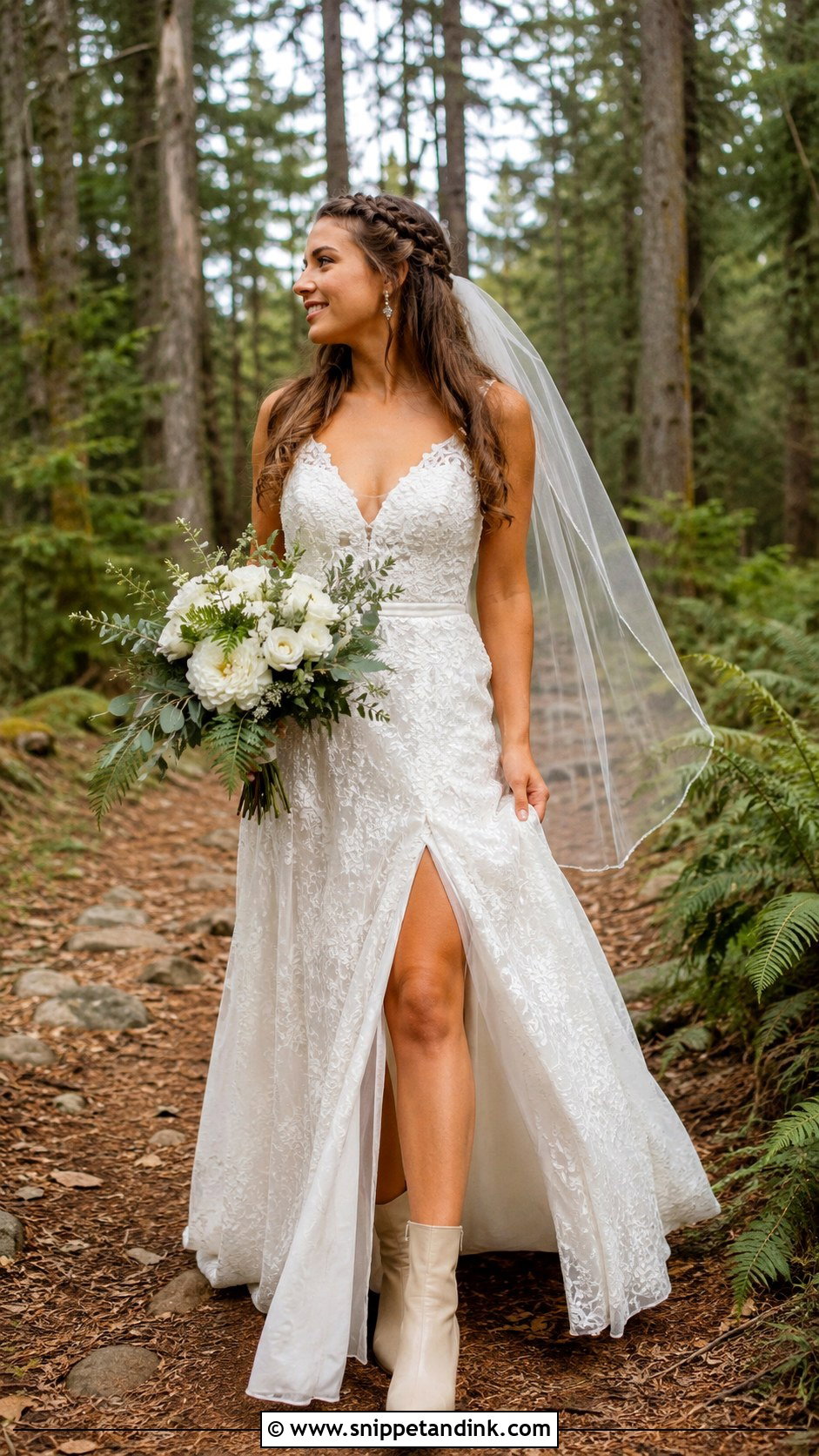 Forest Wedding Dress With Bridal Boots - Snippet and Ink - 20 Forest Wedding Aesthetic Wedding Dress Ideas