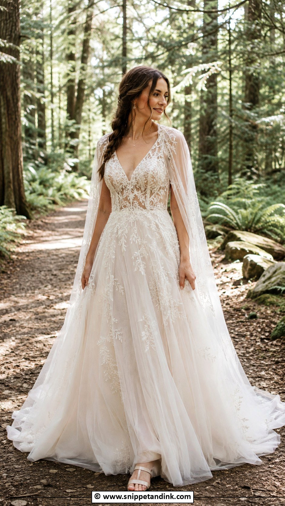 Forest Wedding Dress With Cape - Snippet and Ink - 30 Fantasy Inspired Wedding Dress Ideas