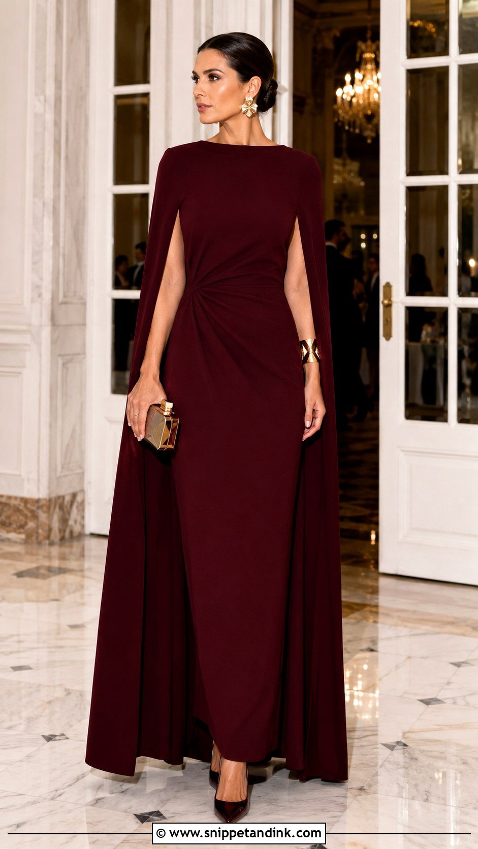 Formal Cape Dress Wedding Guest Outfit - Snippet and Ink - 20 Fashion Wedding Ideas