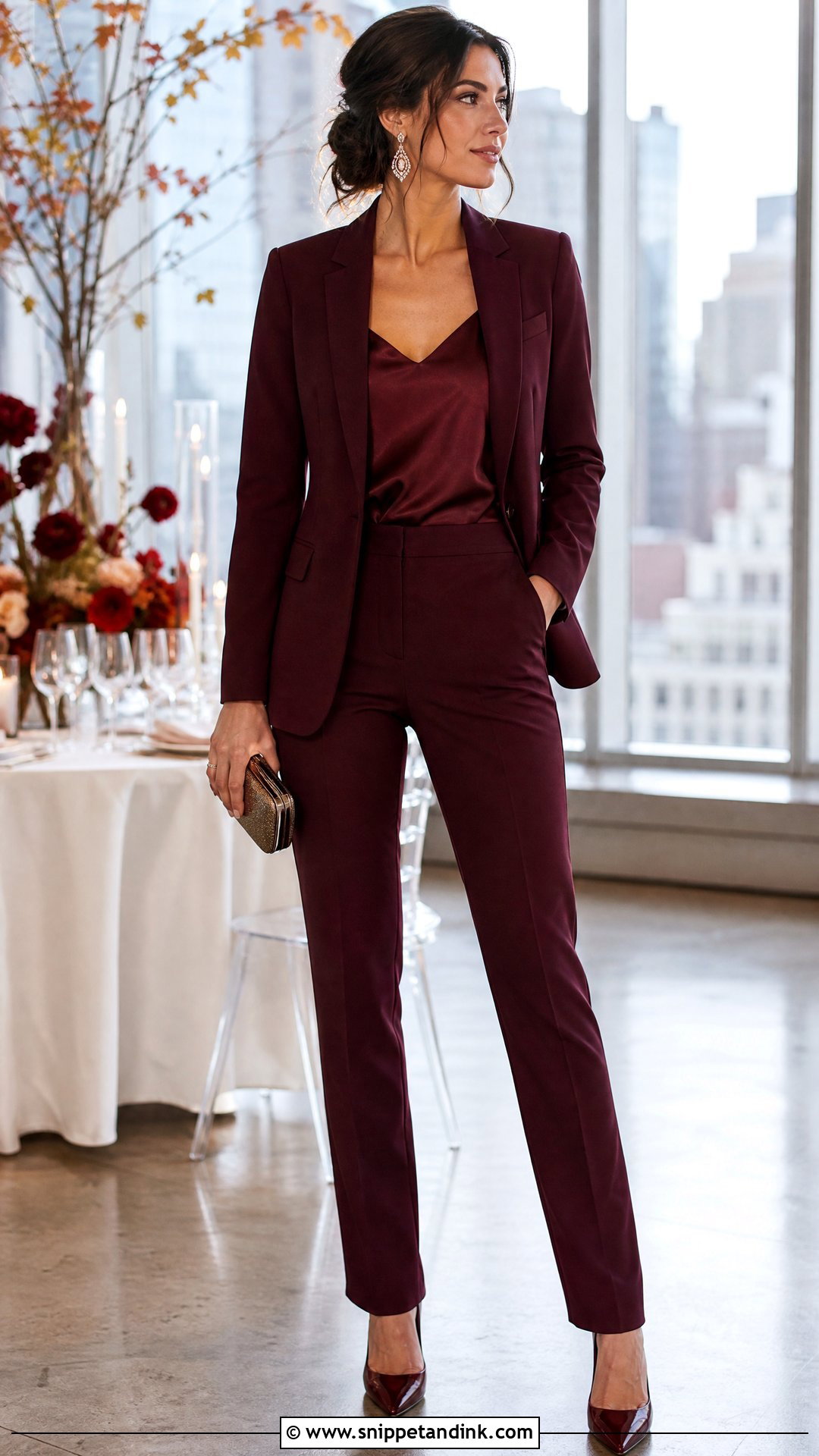 Formal Fall Wedding Pantsuit Outfit - Snippet and Ink - 25 Fall Wedding Outfits