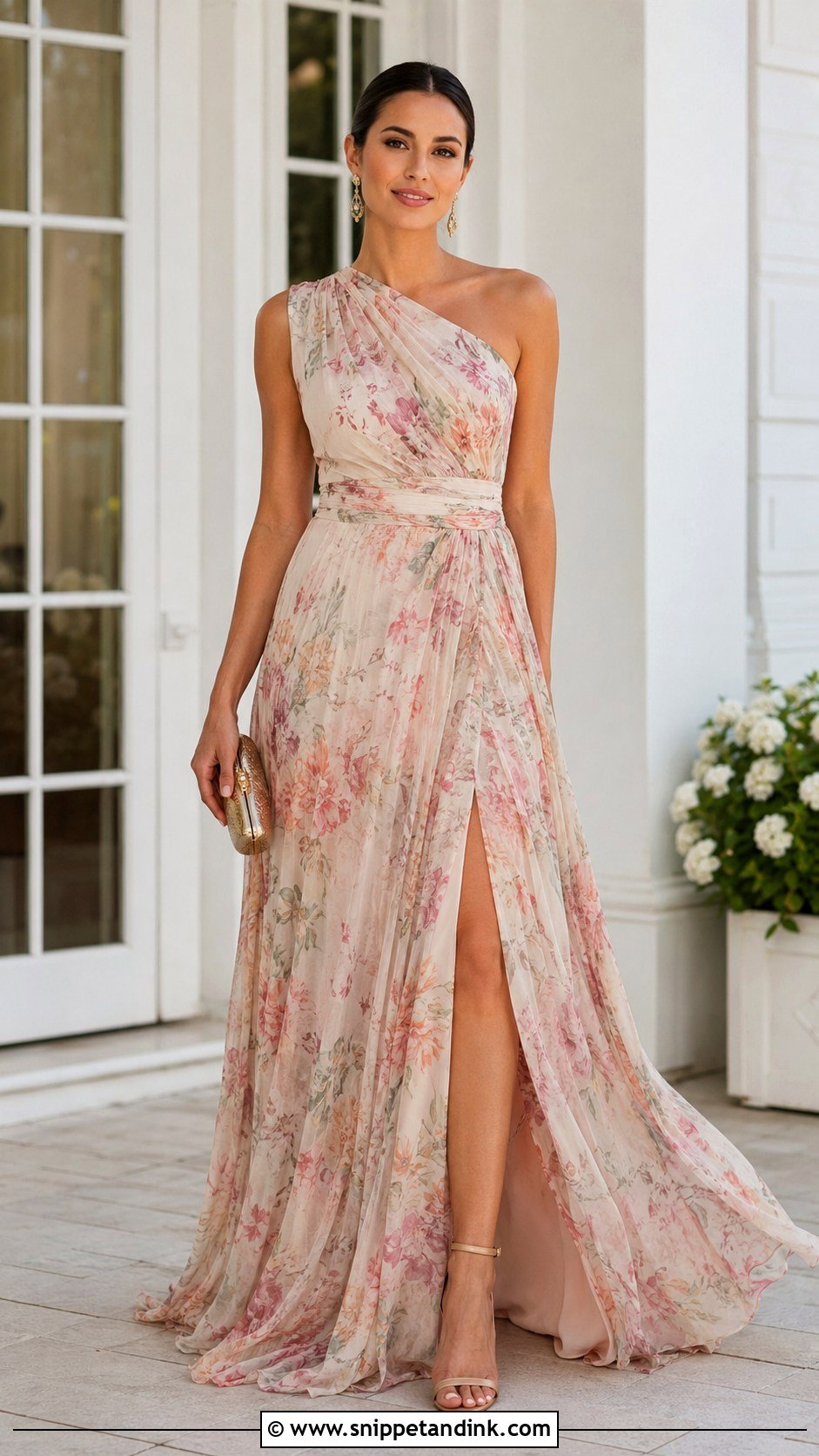 Formal Floral Gown Wedding Guest Outfit - Snippet and Ink - 25 Summer Wedding Outfit Ideas