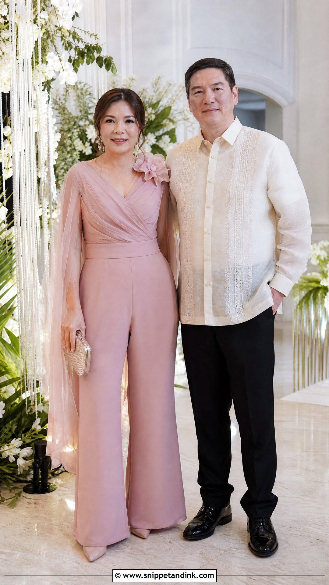 Formal Jumpsuit and Modern Barong - Snippet and Ink - 20 Principal Sponsors Wedding Attire Ideas