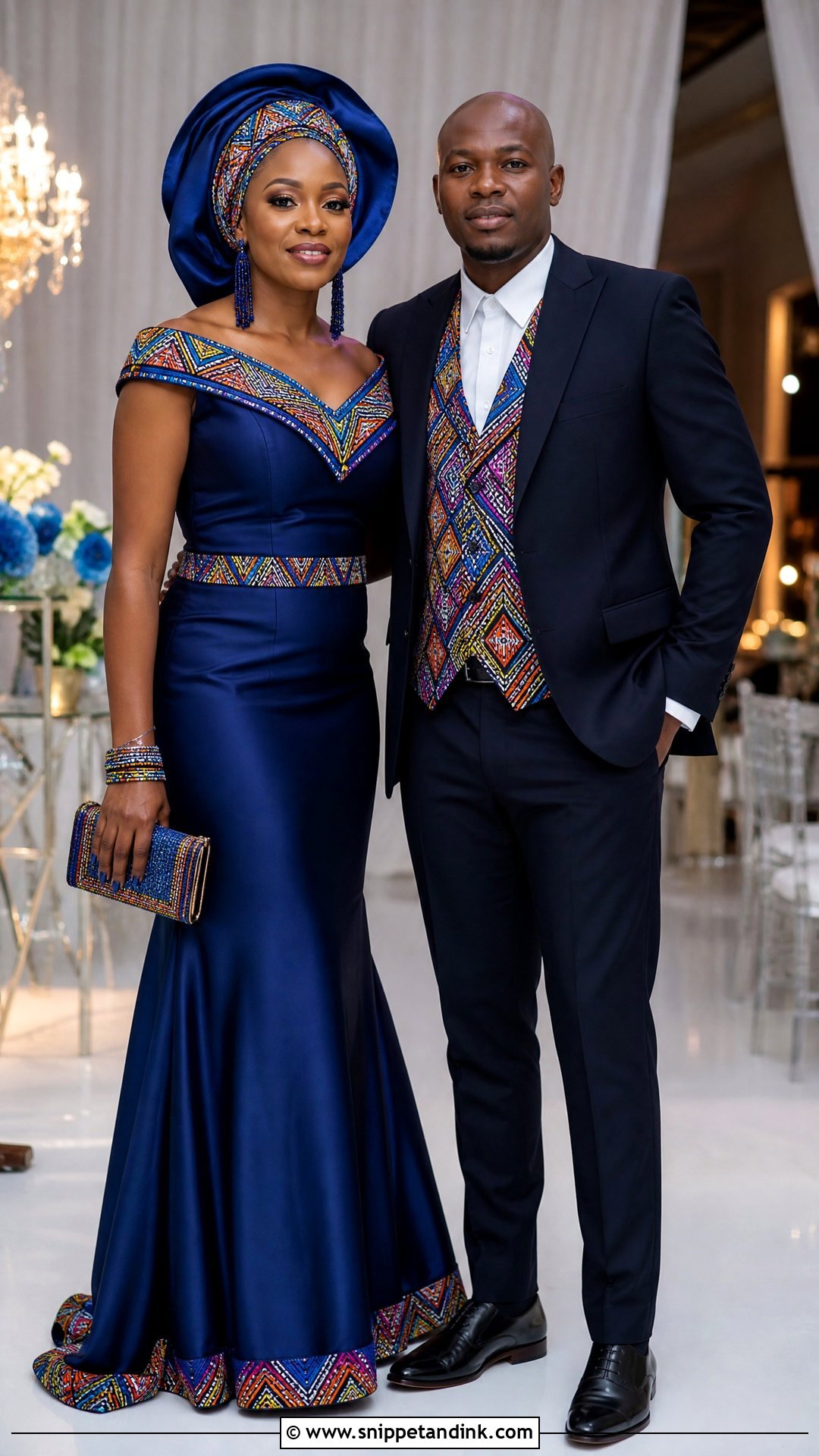 Formal Tsonga Reception Couple Attire - Snippet and Ink - 20 Tsonga Traditional Attire for Couples Ideas