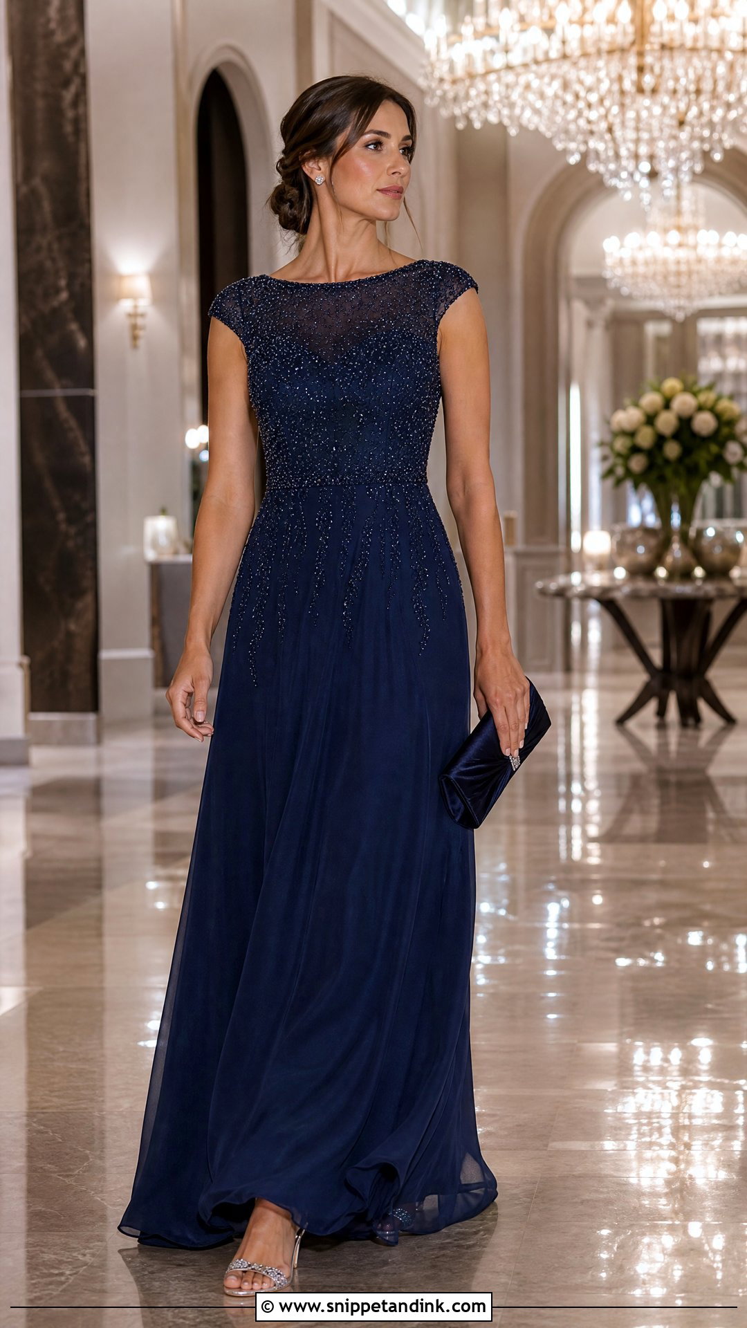 Formal Wedding Beaded Midnight Blue Gown Outfit - Snippet and Ink - 20 Wedding Formal Ideas