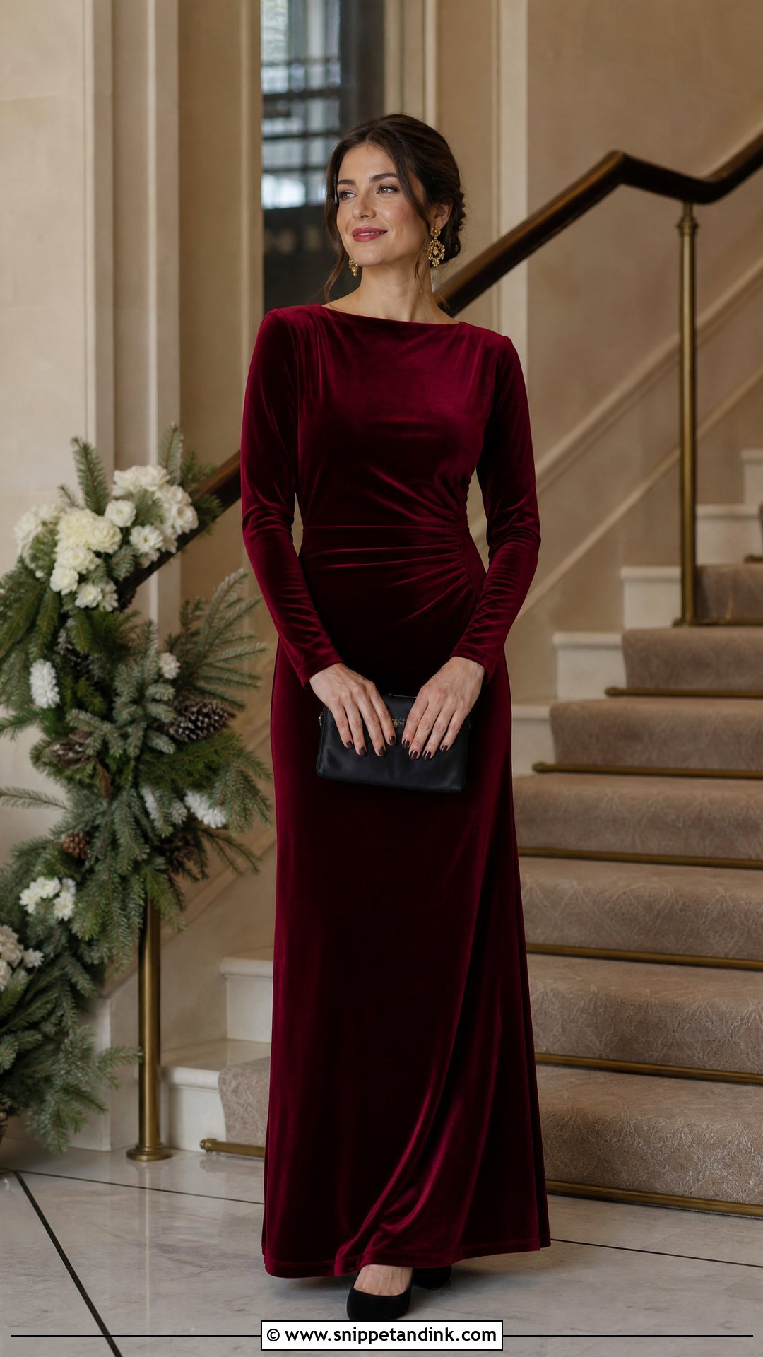 Formal Wedding Burgundy Velvet Gown Outfit - Snippet and Ink - 20 Wedding Formal Ideas
