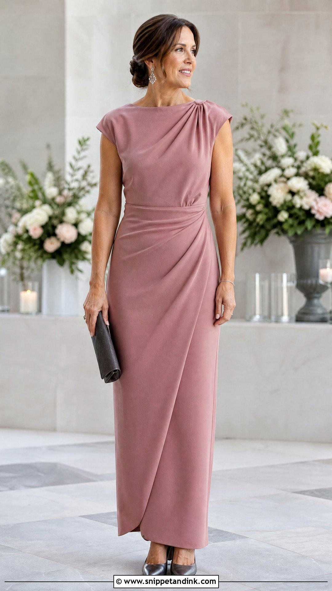 Formal Wedding Dusty Rose Column Dress Outfit - Snippet and Ink - 20 Wedding Formal Ideas