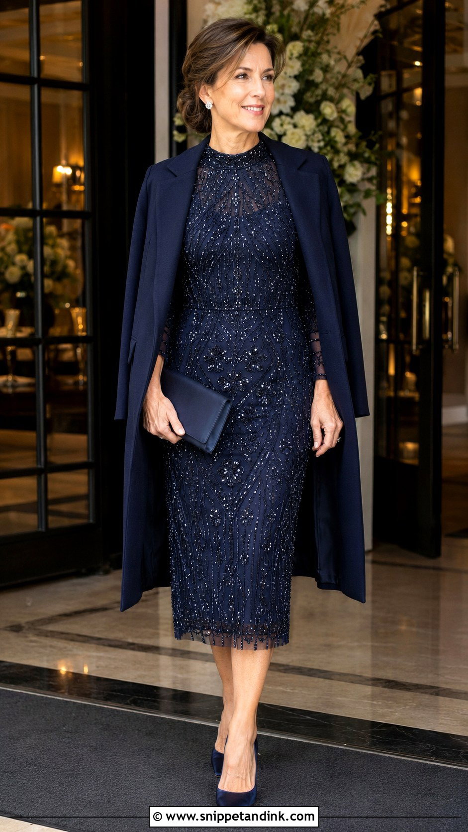 Formal Wedding Guest Beaded Midi Dress Outfit - Snippet and Ink - 20 Formal Outfit for Wedding Ideas