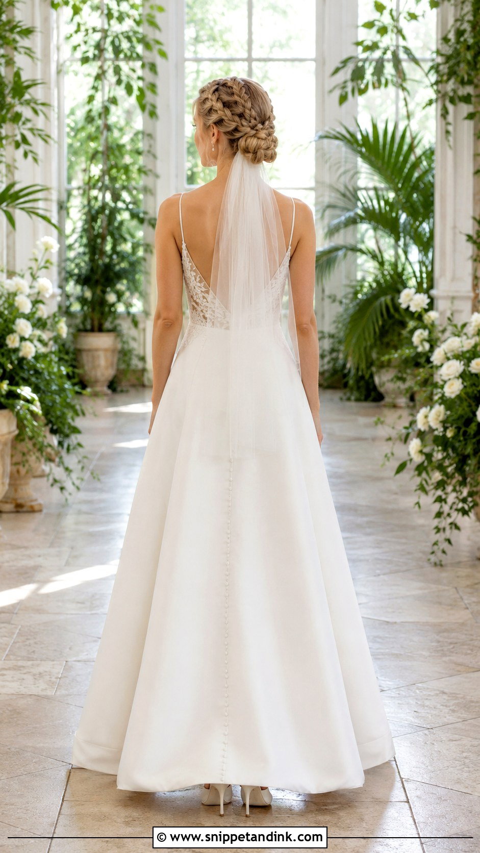 French Braided Bun With Veil - Snippet and Ink - 20 Bun with Veil Ideas