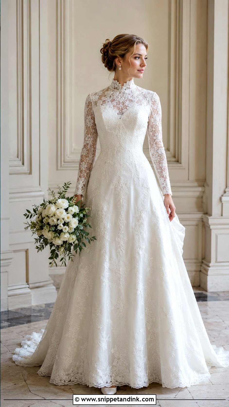 French Bustle High Neck Wedding Dress - Snippet and Ink - 25 French Bustle Wedding Dress Ideas