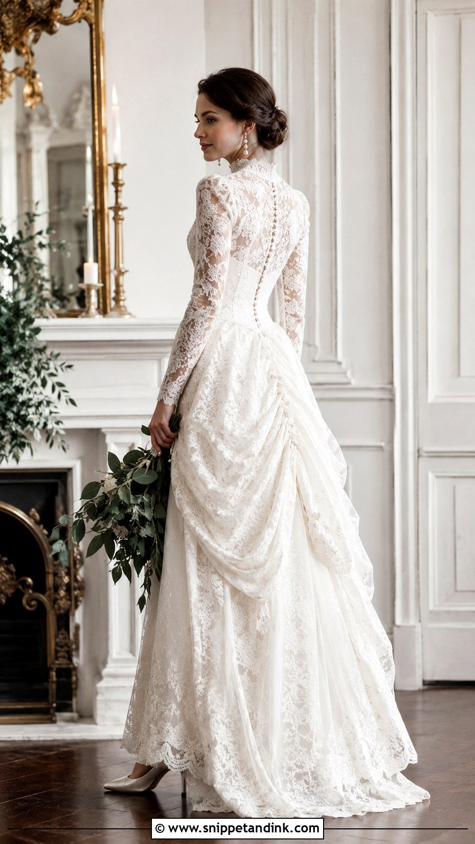 French Bustle Long Sleeve Wedding Dress - Snippet and Ink - 25 French Bustle Wedding Dress Ideas