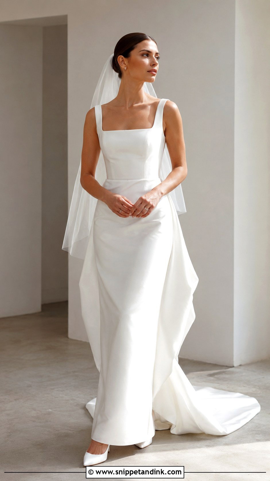 French Bustle Square Neck Wedding Dress - Snippet and Ink - 25 French Bustle Wedding Dress Ideas