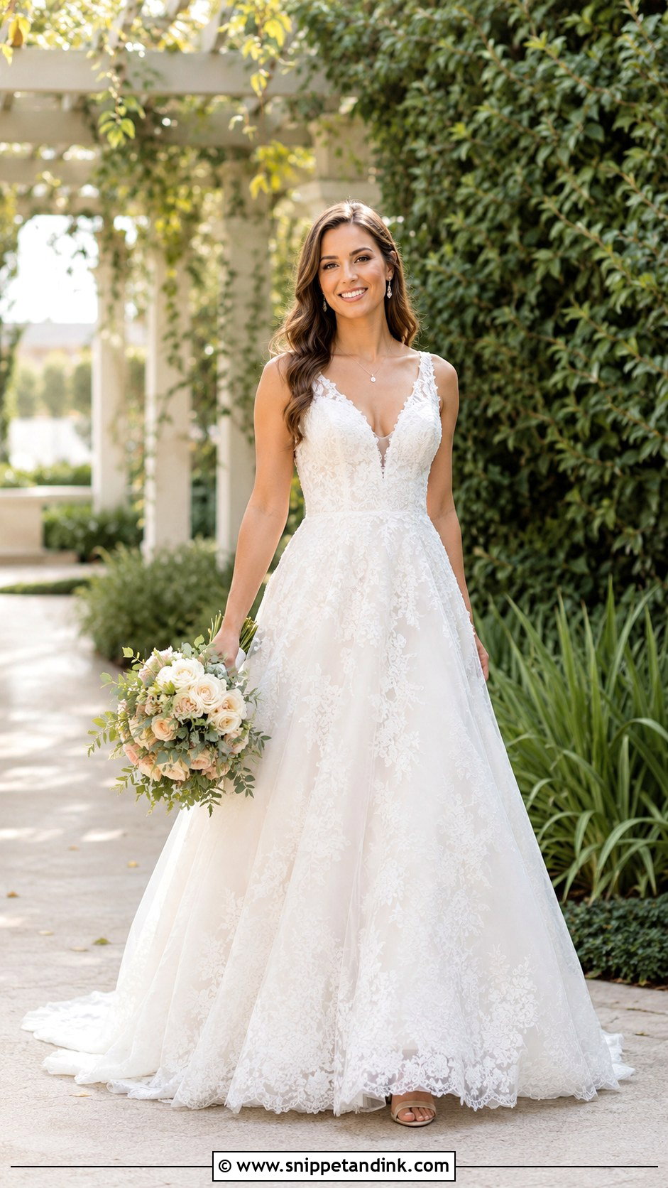 French Bustle V Neck Wedding Dress - Snippet and Ink - 25 French Bustle Wedding Dress Ideas