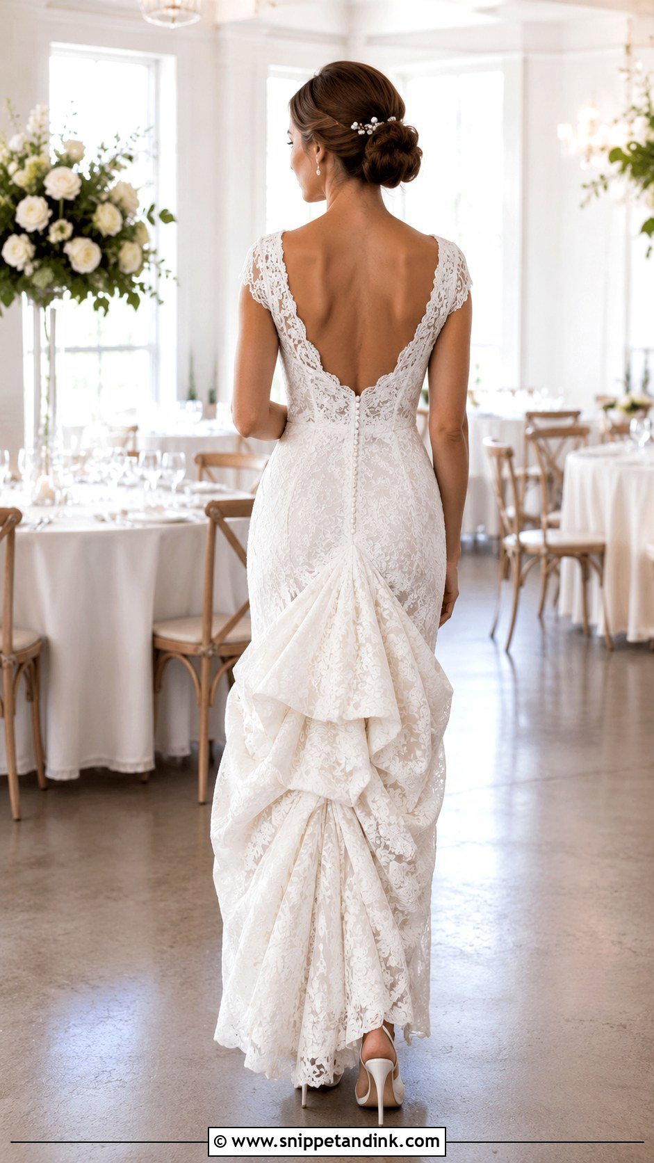 French Bustle With Lace Fit And Flare Gown - Snippet and Ink - 20 Bustle Types Ideas
