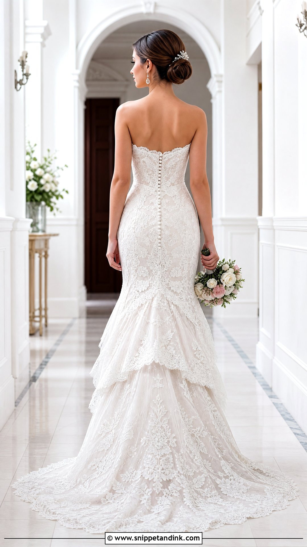 French Bustle for a Lace Fit and Flare Wedding Dress - Snippet and Ink - 20 Wedding Dress Train Bustle Ideas