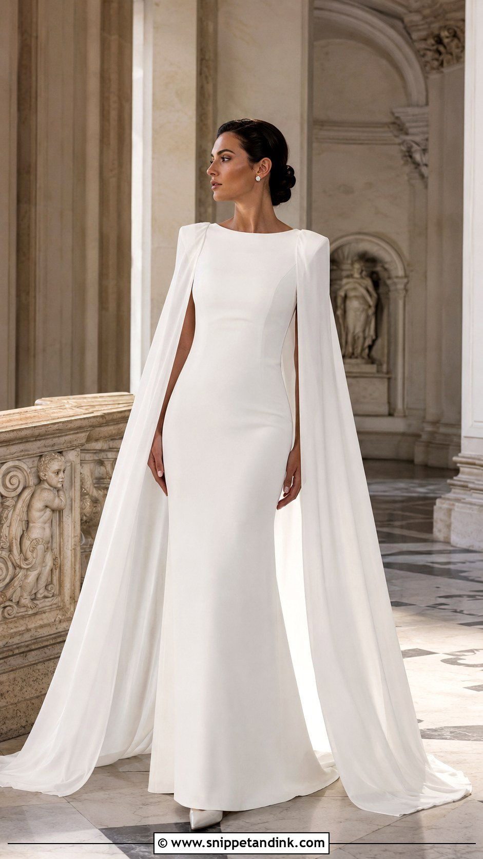 French Cape Sleeve Wedding Dress - Snippet and Ink - 20 French Style Wedding Dress Ideas