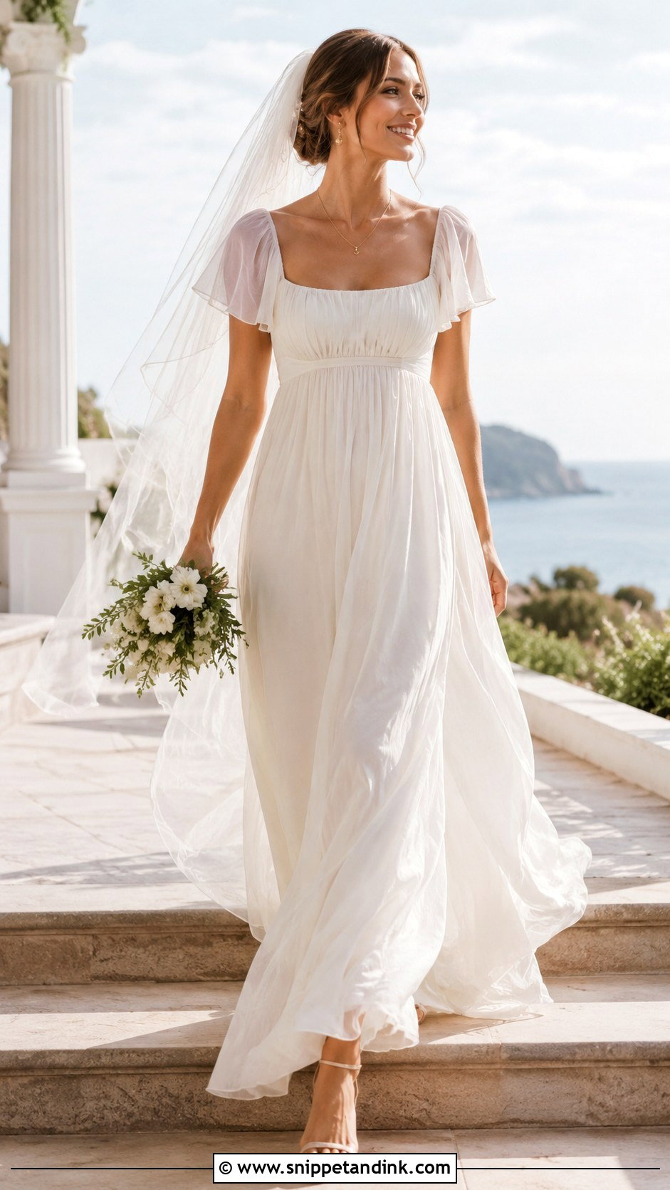 French Empire Waist Chiffon Wedding Dress - Snippet and Ink - 20 French Style Wedding Dress Ideas