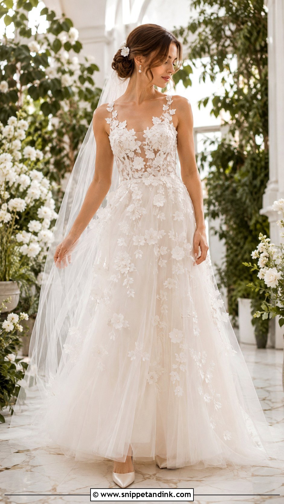 French Floral Applique Wedding Dress - Snippet and Ink - 20 French Style Wedding Dress Ideas
