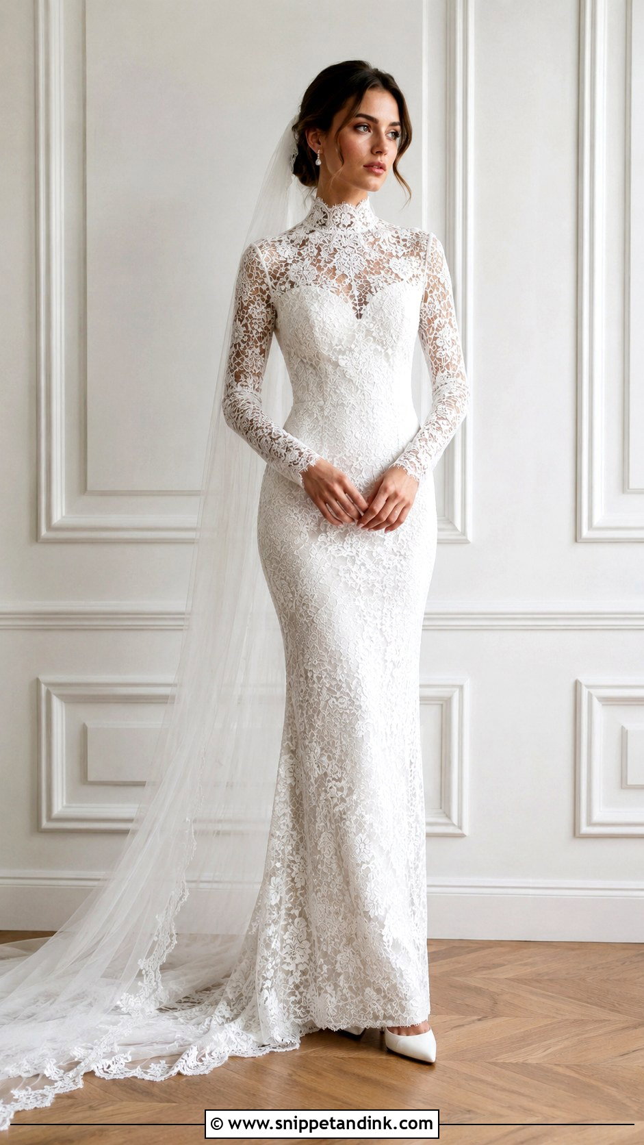 French High Neck Wedding Dress - Snippet and Ink - 30 French Wedding Dress Ideas