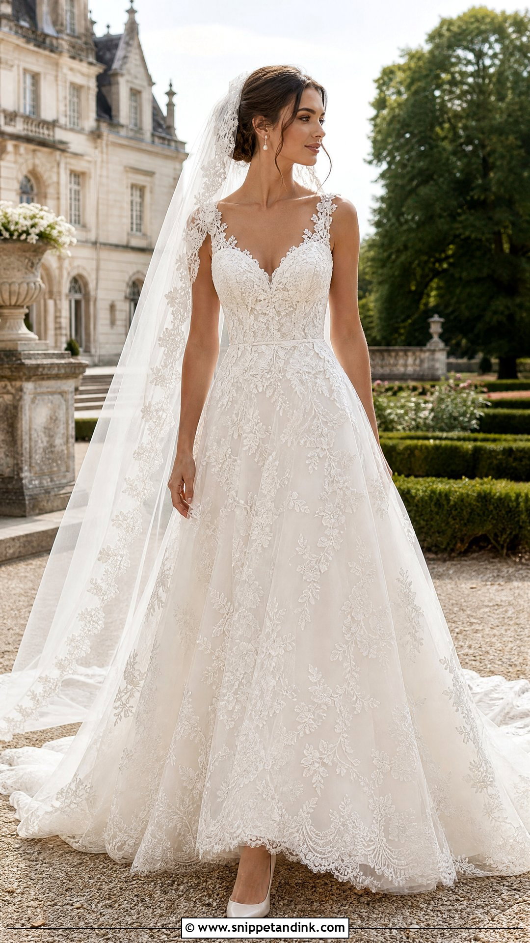 French Lace A Line Wedding Dress - Snippet and Ink - 20 European Wedding Dress Ideas