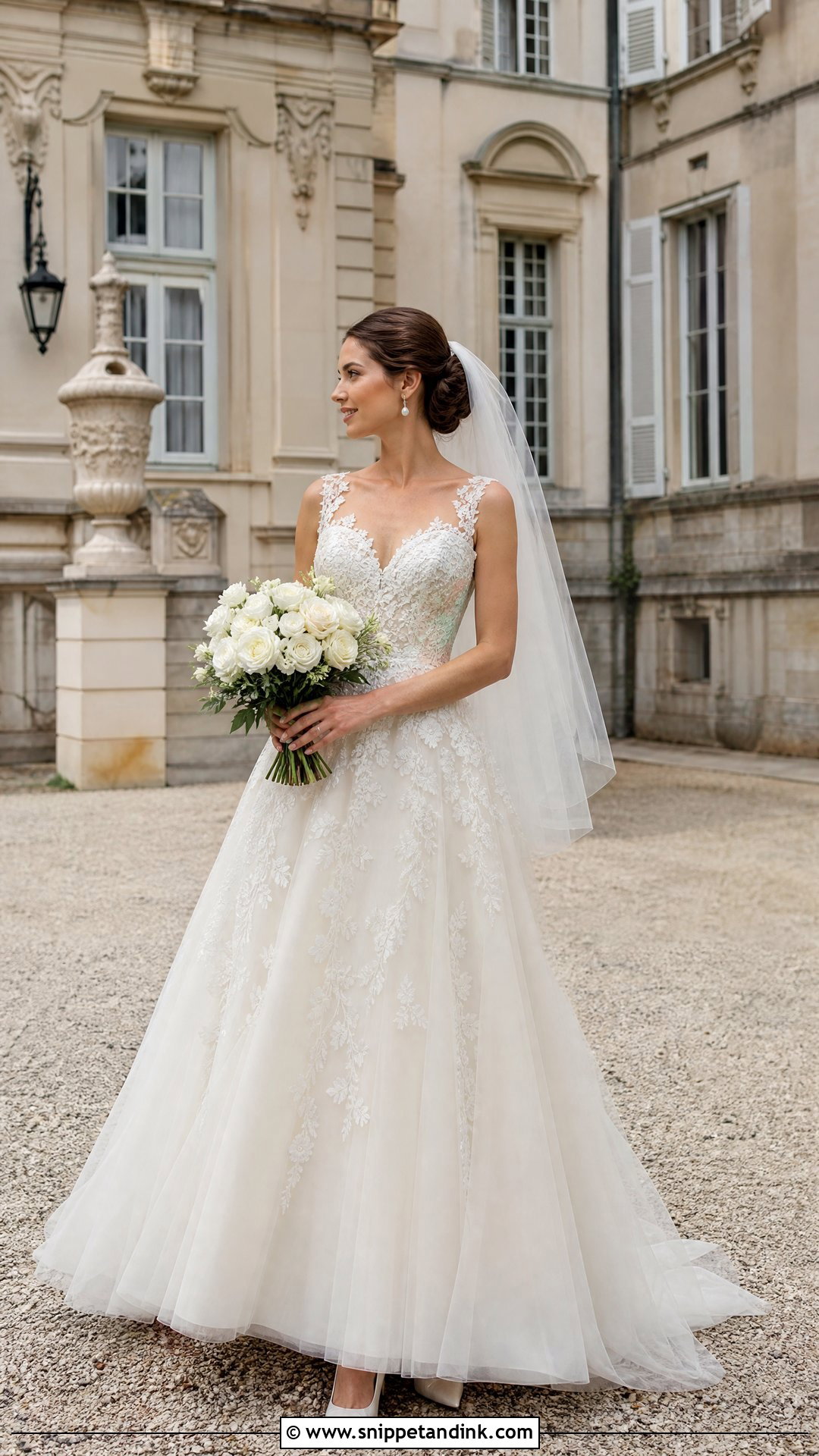 French Lace A Line Wedding Dress - Snippet and Ink - 20 France Wedding Dress Ideas