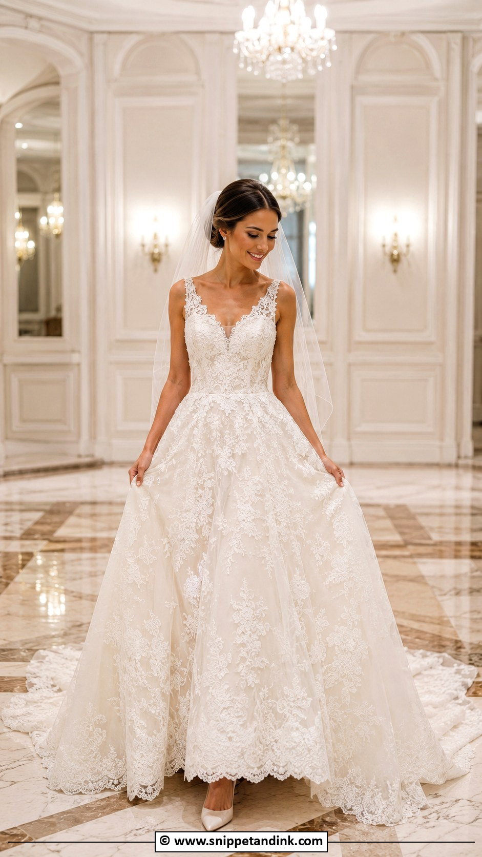 French Lace Ball Gown Wedding Dress - Snippet and Ink - 30 French Lace Wedding Dress Ideas