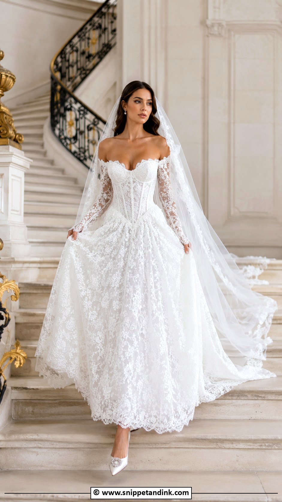 French Lace Basque Waist Wedding Dress - Snippet and Ink - 30 French Lace Wedding Dress Ideas