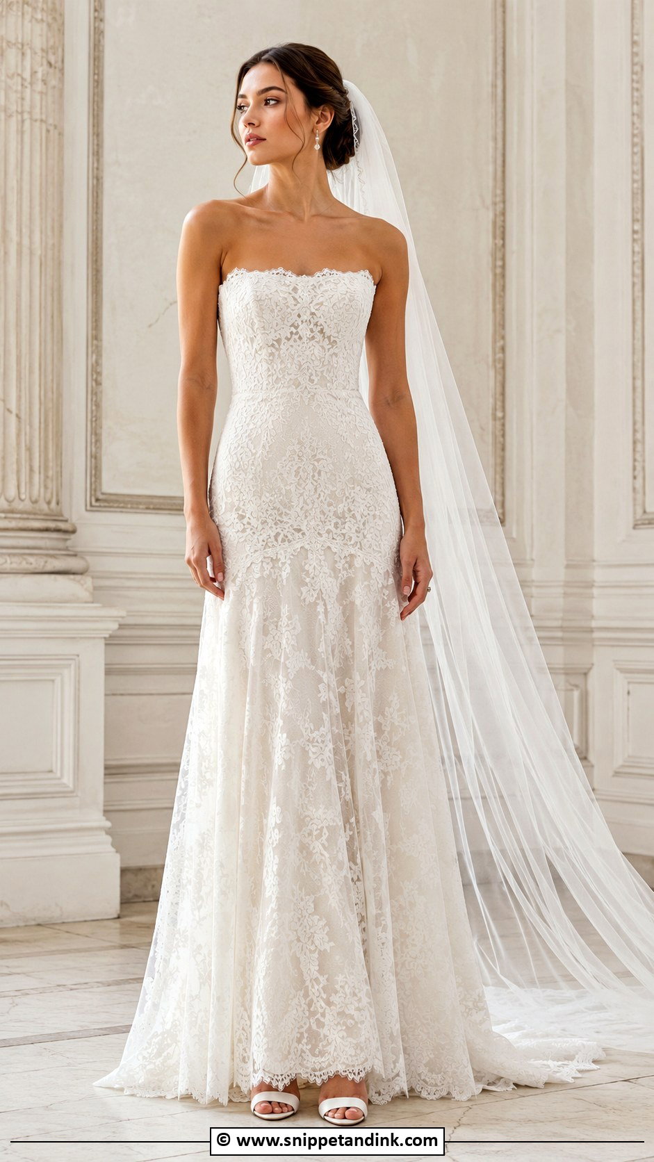 French Lace Drop Waist Wedding Dress - Snippet and Ink - 30 French Lace Wedding Dress Ideas
