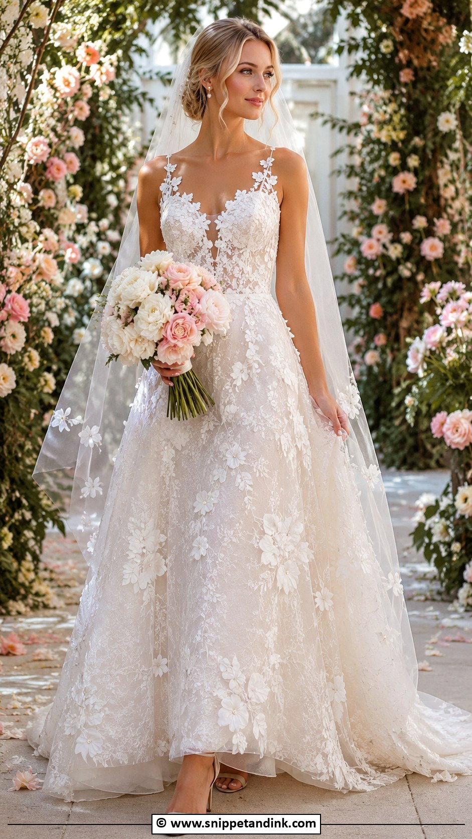 French Lace Floral Wedding Dress - Snippet and Ink - 30 French Lace Wedding Dress Ideas