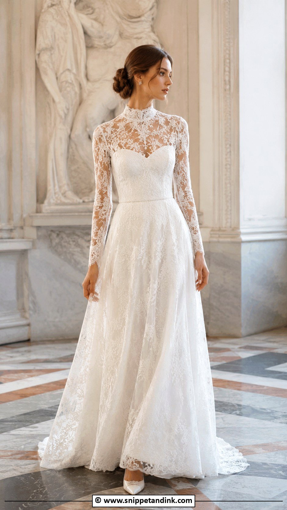 French Lace High Neck Wedding Dress - Snippet and Ink - 30 French Lace Wedding Dress Ideas