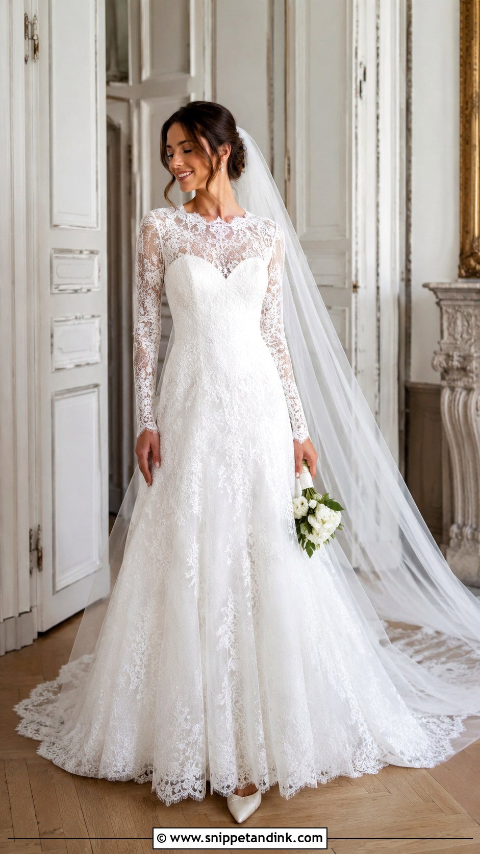 French Lace Long Sleeve Wedding Dress - Snippet and Ink - 20 French Style Wedding Dress Ideas