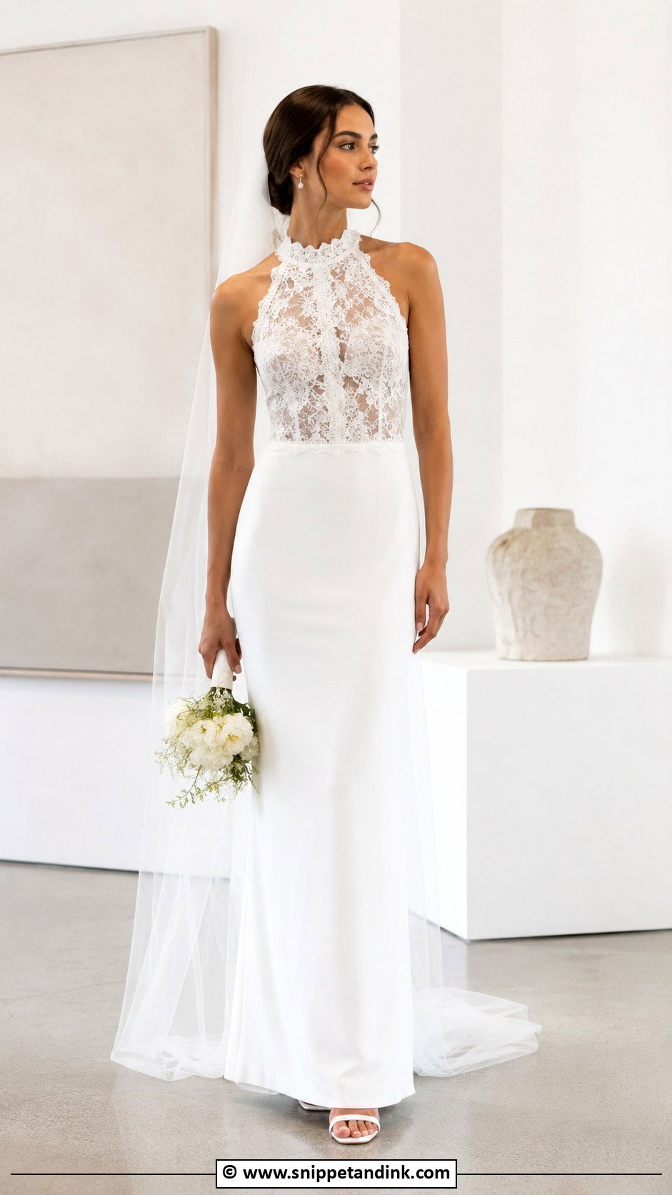 French Lace Minimal Wedding Dress - Snippet and Ink - 30 French Lace Wedding Dress Ideas