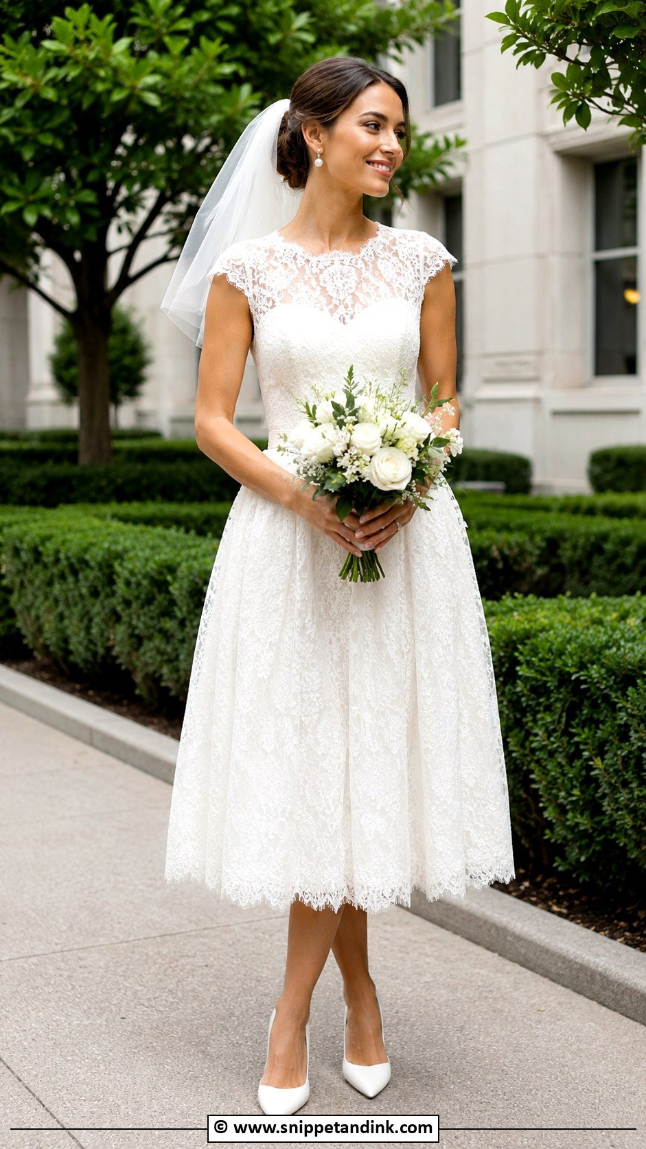 French Lace Tea Length Wedding Dress - Snippet and Ink - 30 French Lace Wedding Dress Ideas