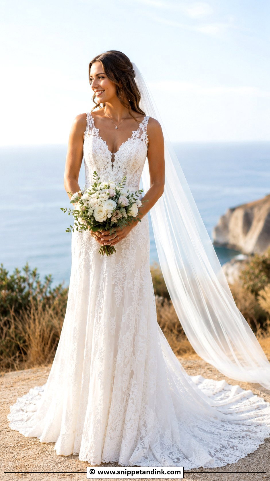 French Lace V Neck Wedding Dress - Snippet and Ink - 30 French Lace Wedding Dress Ideas