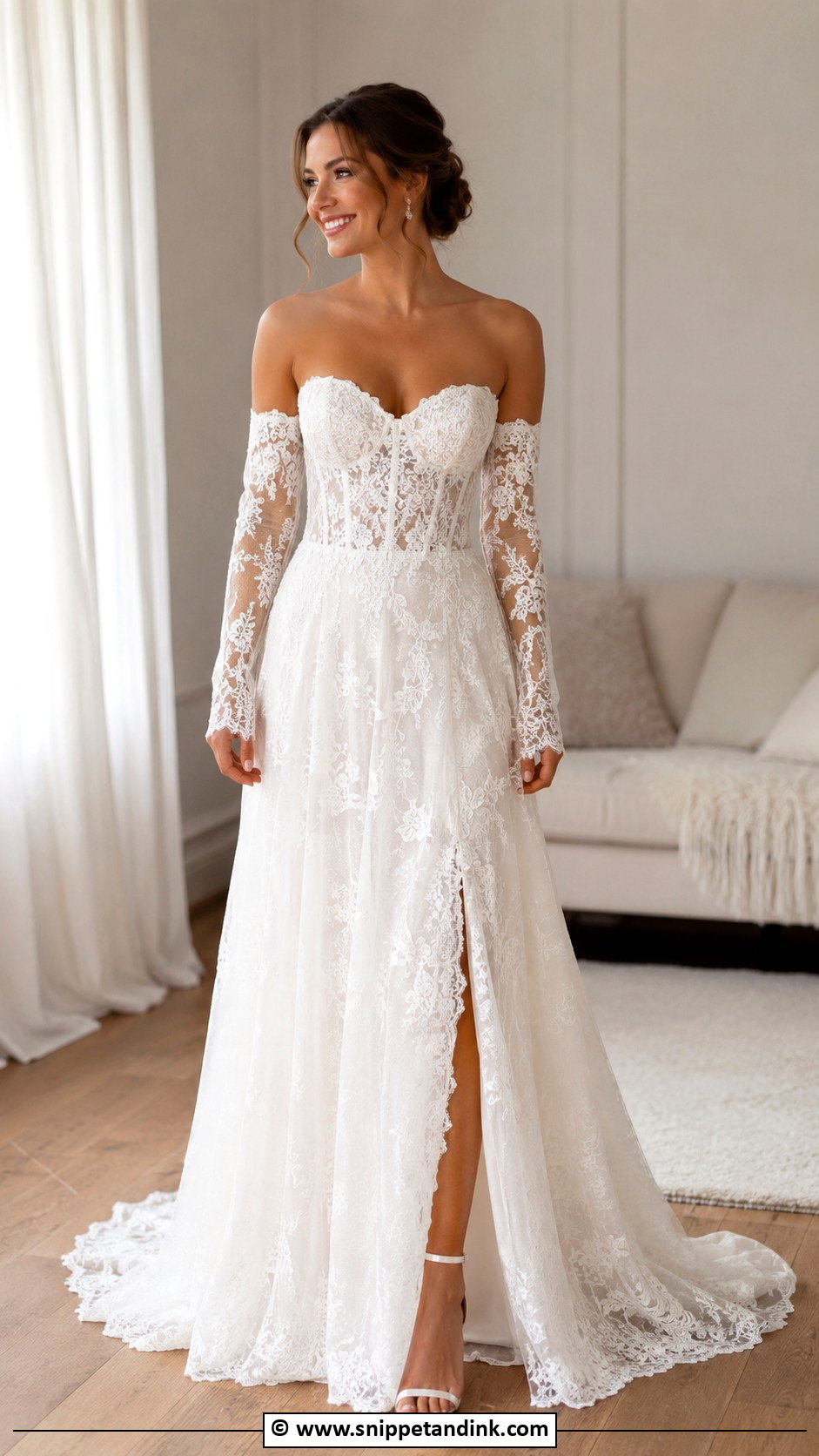 French Lace Wedding Dress With Detachable Sleeves - Snippet and Ink - 30 French Lace Wedding Dress Ideas