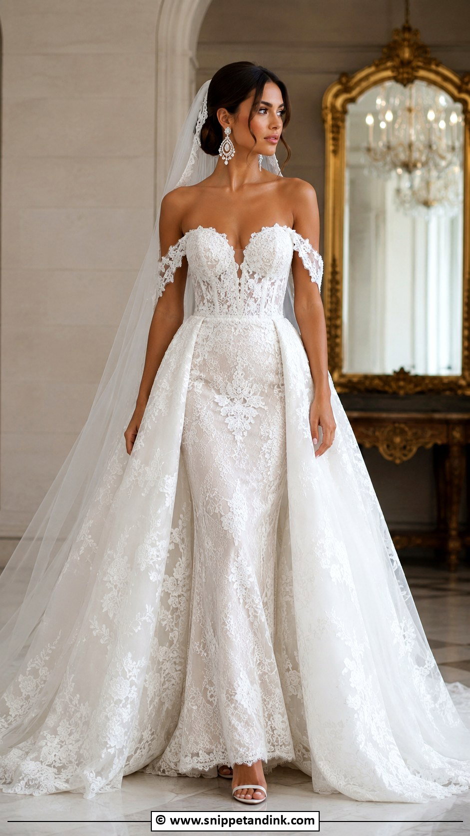French Lace Wedding Dress With Overskirt - Snippet and Ink - 30 French Lace Wedding Dress Ideas