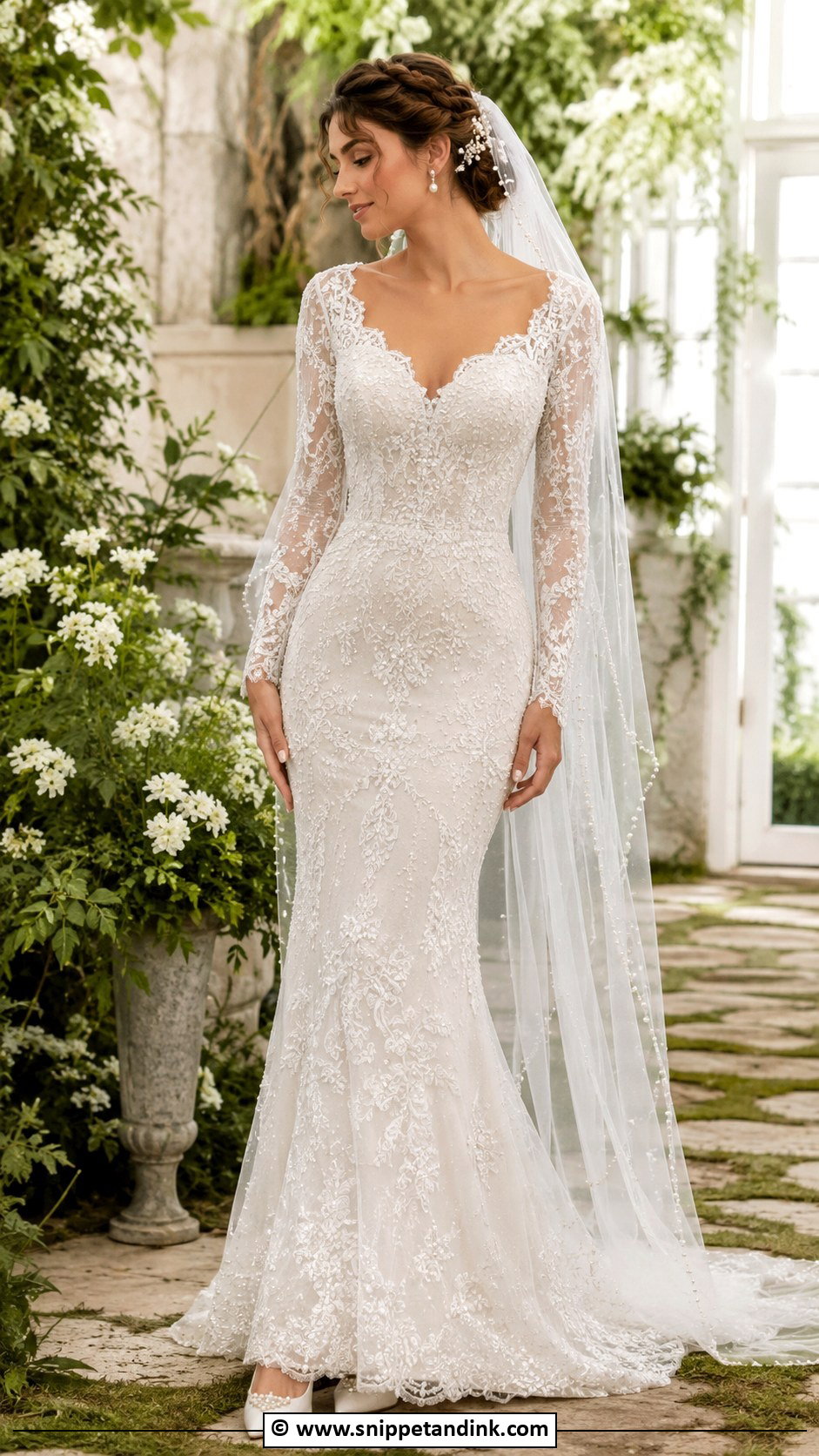 French Lace Wedding Dress With Pearl Details - Snippet and Ink - 30 French Lace Wedding Dress Ideas