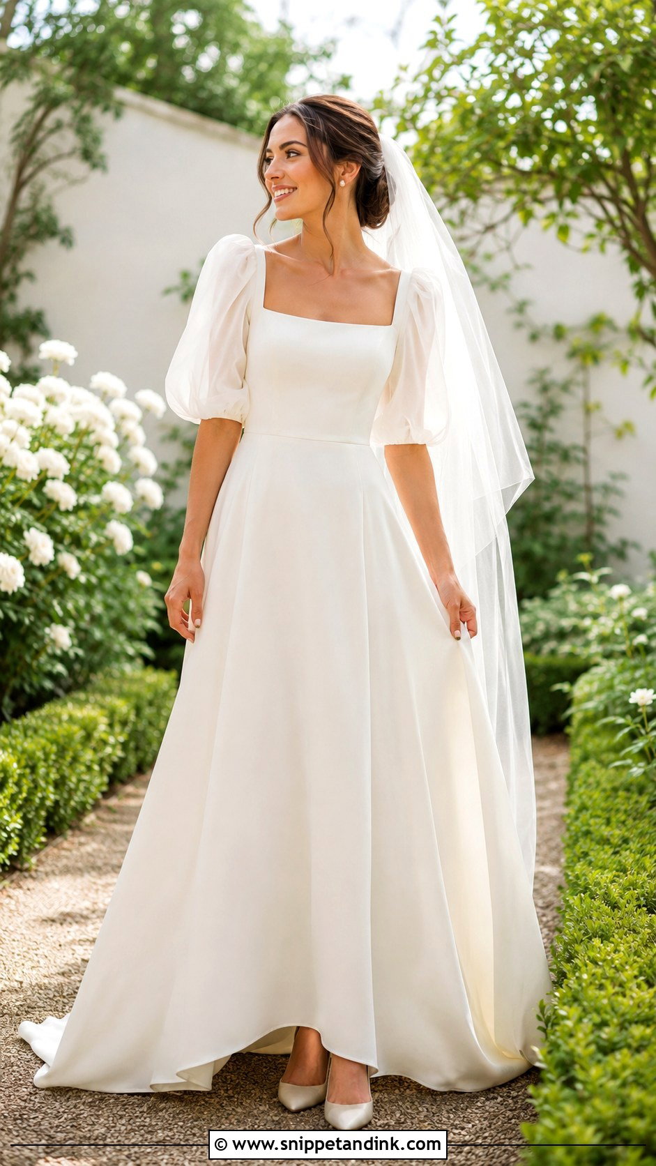 French Puff Sleeve Wedding Dress - Snippet and Ink - 20 French Style Wedding Dress Ideas