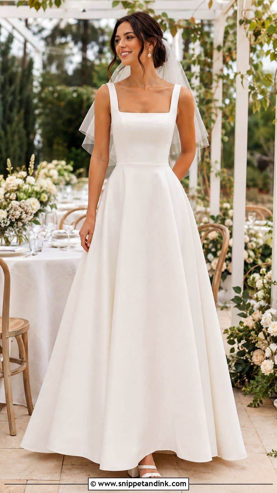 French Square Neck Wedding Dress - Snippet and Ink - 20 French Style Wedding Dress Ideas
