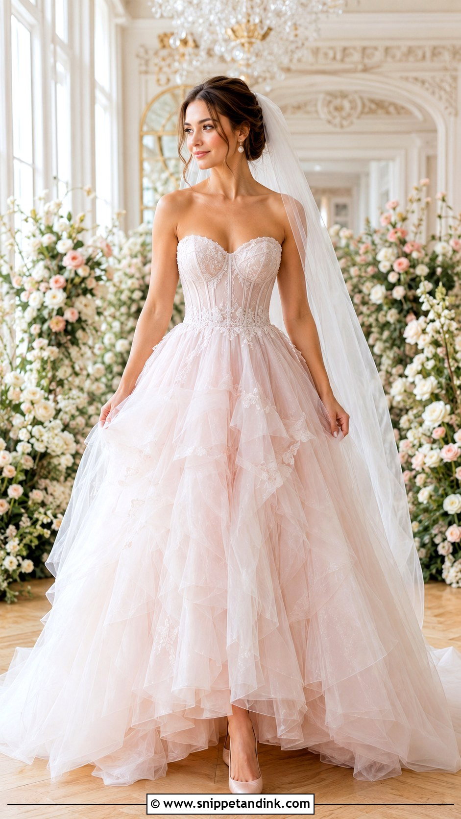 Frilly Blush Wedding Dress - Snippet and Ink - 20 Frilly Wedding Dresses