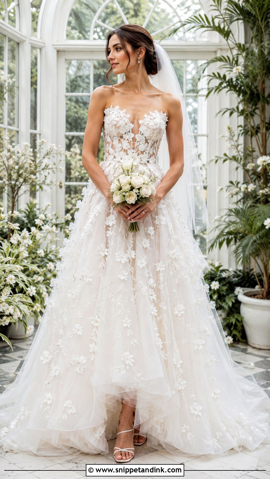 Frilly Floral Applique Wedding Dress - Snippet and Ink - 20 Frilly Wedding Dresses
