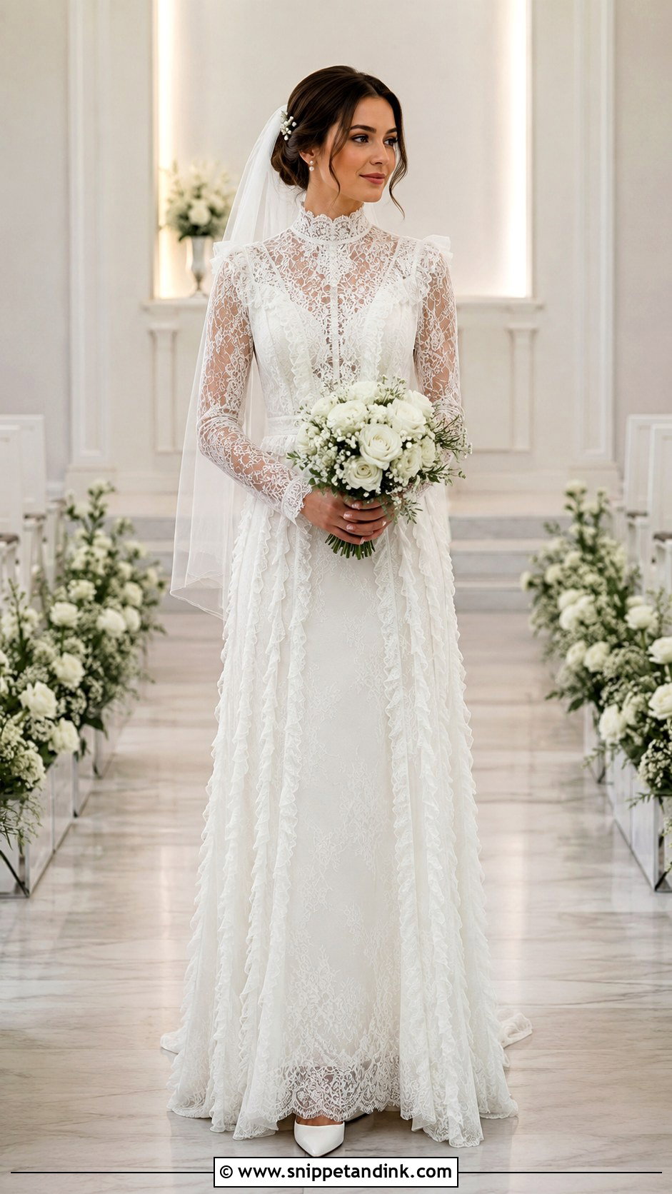 Frilly High Neck Wedding Dress - Snippet and Ink - 20 Frilly Wedding Dresses