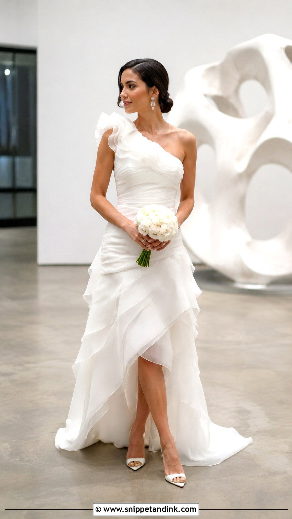 Frilly One Shoulder Wedding Dress - Snippet and Ink - 20 Frilly Wedding Dresses