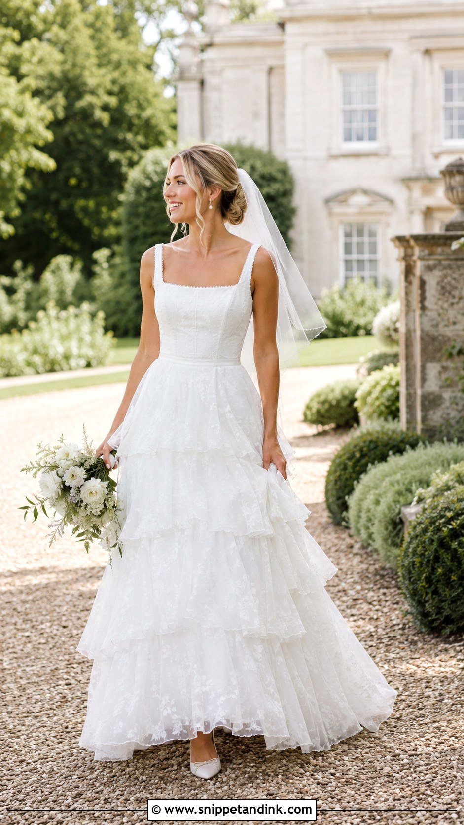 Frilly Square Neck Wedding Dress - Snippet and Ink - 20 Frilly Wedding Dresses