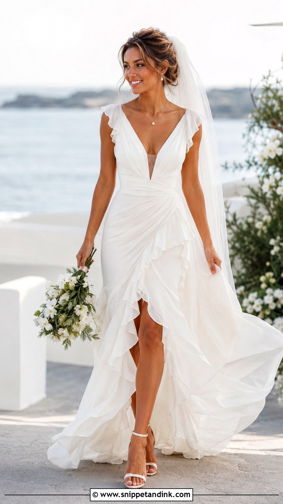 Frilly V Neck Wedding Dress - Snippet and Ink - 20 Frilly Wedding Dresses