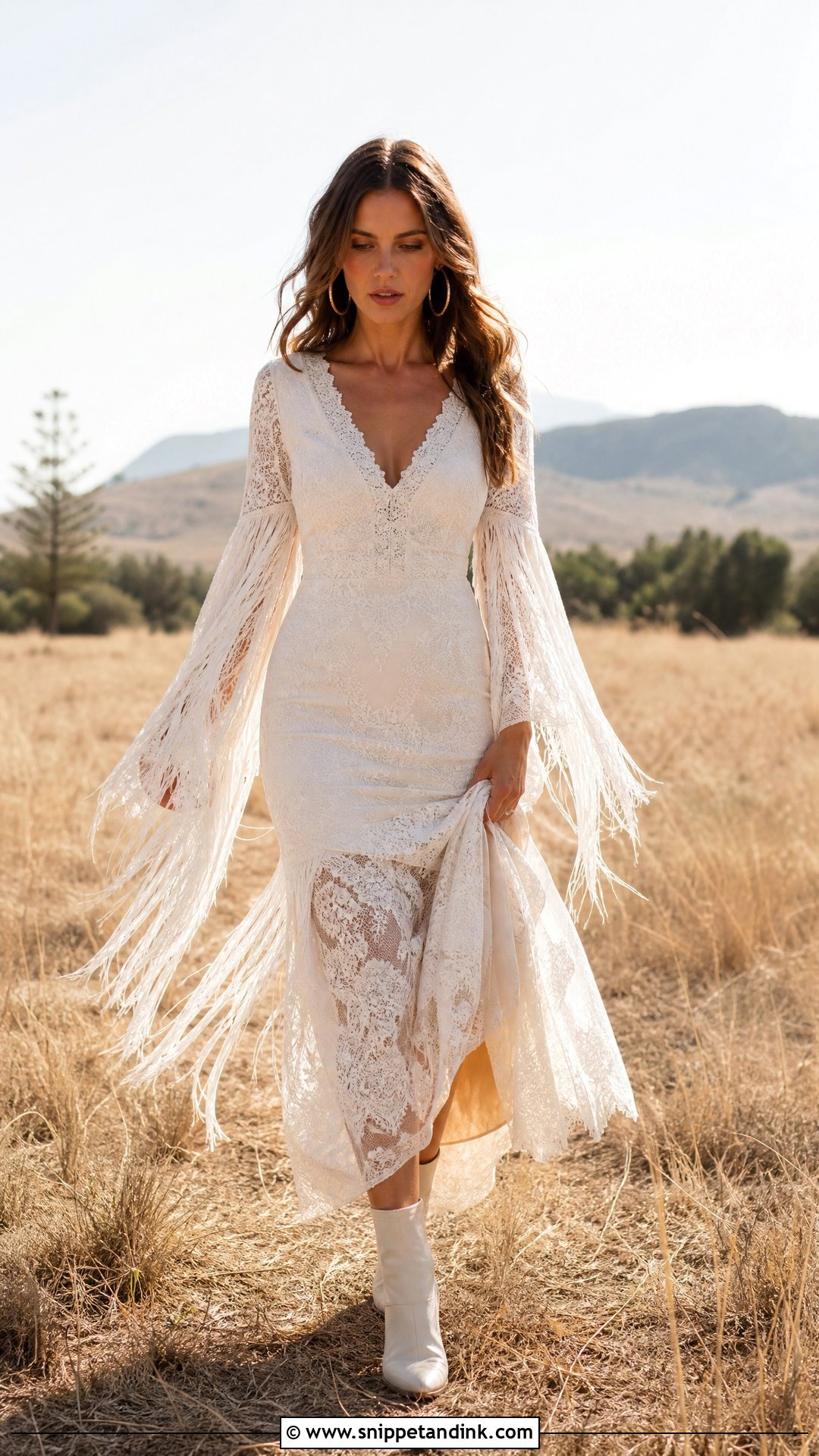 Fringe Bell Sleeve Wedding Dress - Snippet and Ink - 20 Vintage Bohemian Wedding Dresses